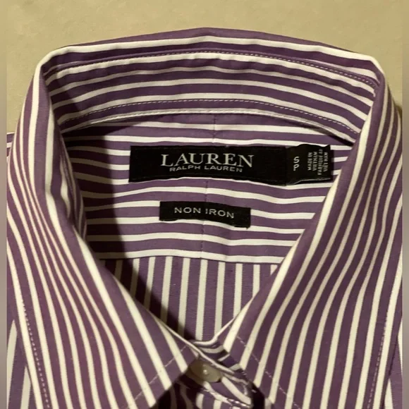 Lauren Ralph Lauren Purple/white striped Button Down shirt long sleeve Small - Picture 6 of 8